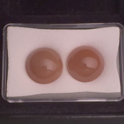 Mondstein-Cabochon-Paar, rund, 43,98 ct, 17 mm