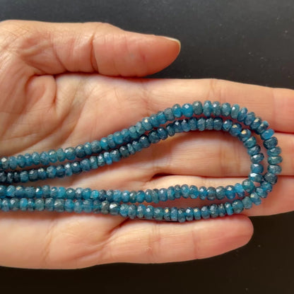 Deep Blue Apatite Rondelle Bead Strand, 42 cm, 2.5–5 mm