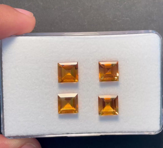 1 Piece Citrine Square Cut Faceted 6.7 - 6.8mm 5.43 Carats Total