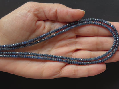 Deep Blue Sapphire Rondelle Bead Strand, 40 cm — SF69