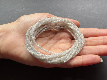 White Rough Diamond Bead Strand, 40 cm, 2–3.5 mm