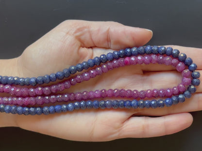 Sapphire & Ruby Rondelle Bead Strand, 42 cm