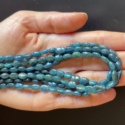 Deep Blue Apatite Oval Bead Strand, 40 cm, 5.5–6 mm