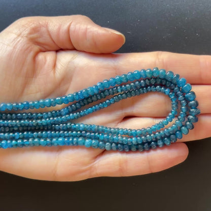 Deep Blue Apatite Rondelle Bead Strand, 41 cm