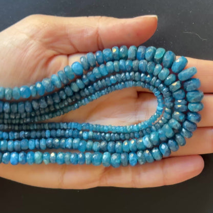 Deep Blue Apatite Rondelle Bead Strand, 42 cm, 3.5–4 mm