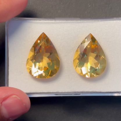 Gelber Citrin, birnenförmig facettiert, 28,01 ct