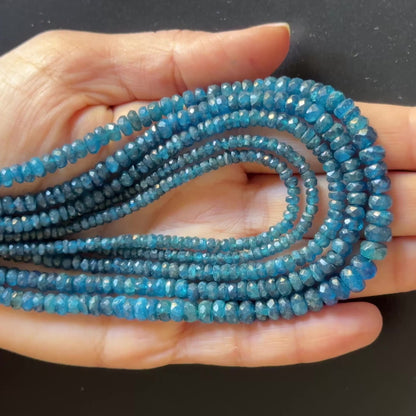 Deep Blue Apatite Rondelle Bead Strand, 42 cm, 2.5–3.5 mm