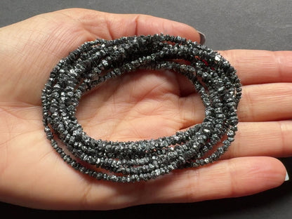 Black Rough Diamond Bead Strand, 40 cm, 3–3.5 mm