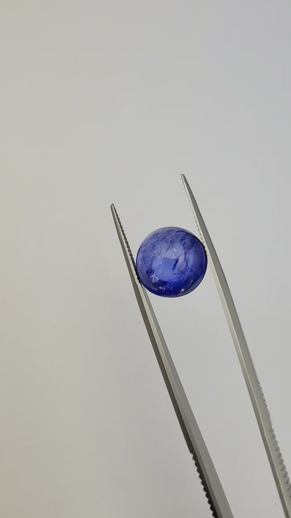 Blauer Tansanit, runder Cabochon, 13,43 ct, 18 mm