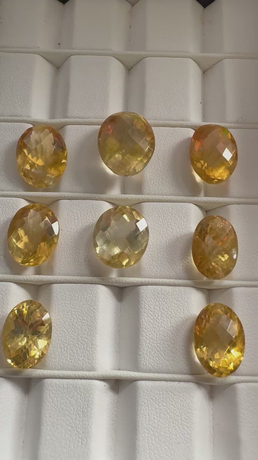 Citrine Sun Yellow Oval Rose Cut Facetted  AAA+ Quality