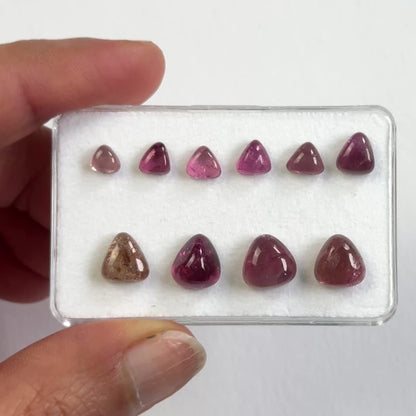 Pink Tourmaline Trillion Cabochon, 4.5–8.7 mm — Choose Your Stone