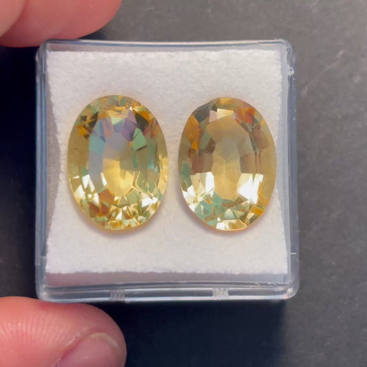 Citrine Oval Cut Faceted Pair 13.8 x 10.2 mm 11.88 Carats