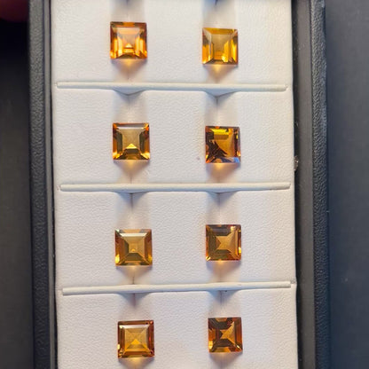 Gelber Citrin quadratisch facettiert, 8 mm — Wählen Sie Ihren Stein
