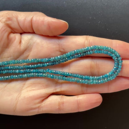 Deep Blue Apatite Rondelle Bead Strand, 42 cm, 3–3.5 mm