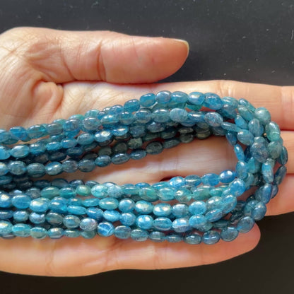 Deep Blue Apatite Oval Bead Strand, 42 cm, 4.5–5 mm