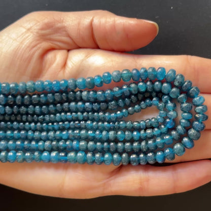 Deep Blue Apatite Rondelle Bead Strand, 42 cm