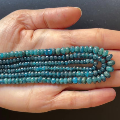 Deep Blue Apatite Rondelle Bead Strand, 42 cm, 3–4.5 mm