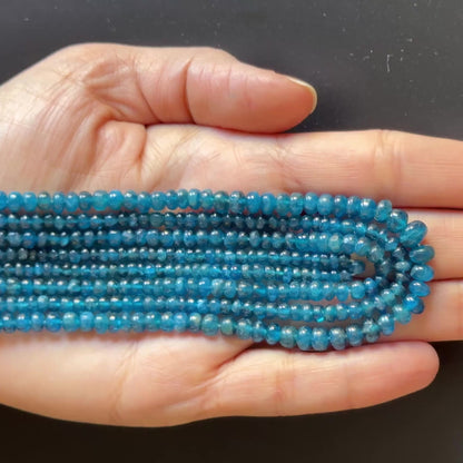Deep Blue Apatite Rondelle Bead Strand, 42 cm, 3–4 mm — SF28