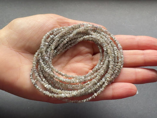 Diamond Natural Raw Textured Brown Greyish Color in Natural Shape, Rough Diamond Strand, 40cm / 2.5-3mm / Hole 0.3mm