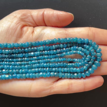 Deep Blue Apatite Rondelle Bead Strand, 41 cm, 3.5–4 mm