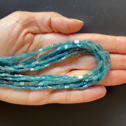 Deep Blue Apatite Baguette Bead Strand, 41 cm