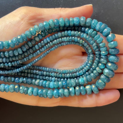 Deep Blue Apatite Rondelle Bead Strand, 42 cm, 2.8–3.8 mm